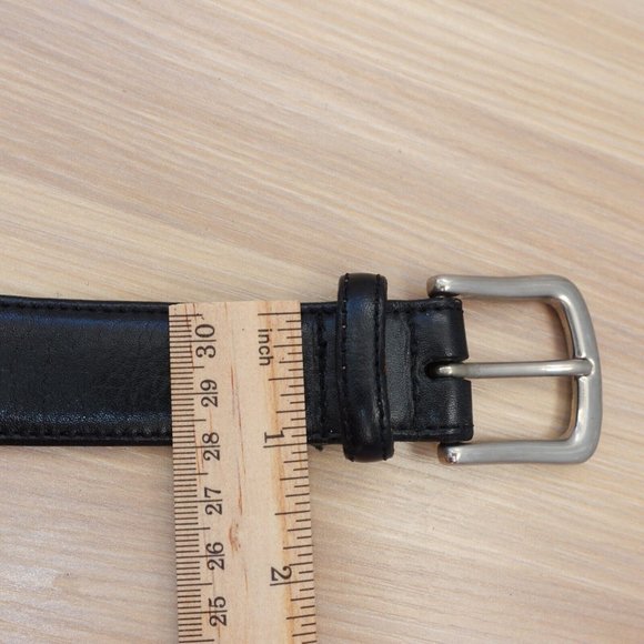 VINTAGE Black Belt Men 38 Leather Simple Dress Genuine Handcrafted USA CLUB ROOM - Picture 8 of 11